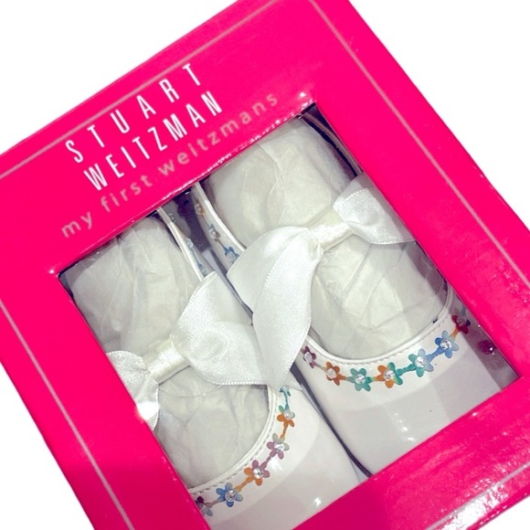 082 Suart Weitzman 7 US Baby White Multicolour Floral Ballet Slip on Shoes - Picture 4 of 4